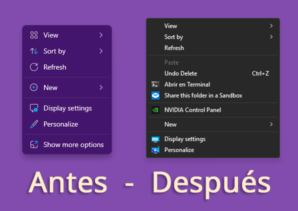Recupera el menú contextual clásico en Windows 11